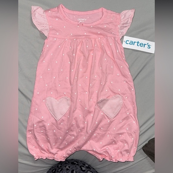 Carter's Other - Carter's Pink Polka Dot Jumper with Heart Pockets